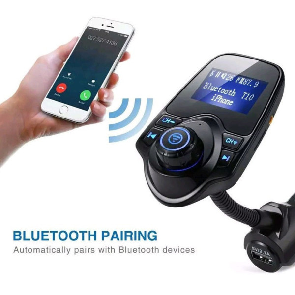 FM-модулятор T10 с Bluetooth, USB зарядкой, AUX и microSD для воспроизведения музыки в автомобиле