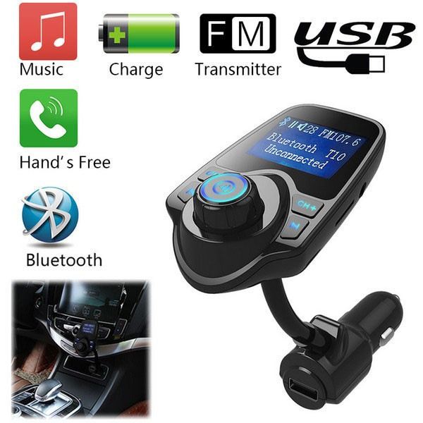 FM-модулятор T10 с Bluetooth, USB зарядкой, AUX и microSD для воспроизведения музыки в автомобиле