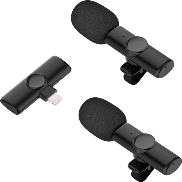 Петличный конденсаторный беспроводной микрофон K11 Wireless Lavalier с ресивером Lightning, черный