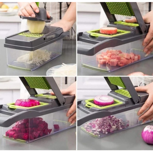 Овощерезка Veggie Slicer 14в1 с контейнером и 7 сменными лезвиями многофункциональная