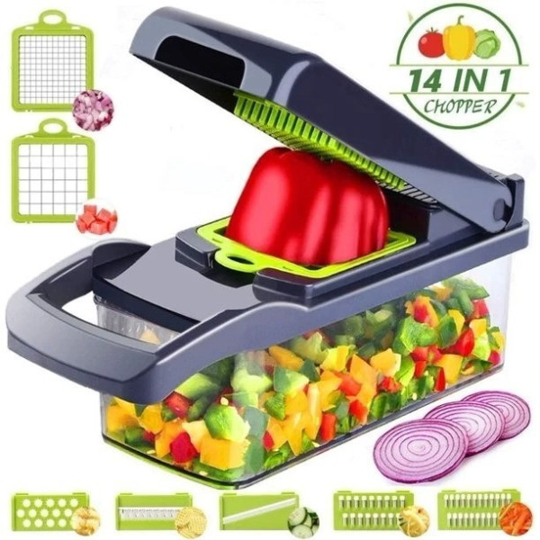 Овощерезка Veggie Slicer 14в1 с контейнером и 7 сменными лезвиями многофункциональная