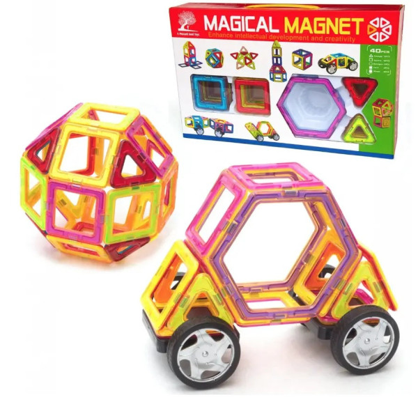 Дитячий магнітний конструктор 3D Magical Magnet 98 елементів для навчання та гри