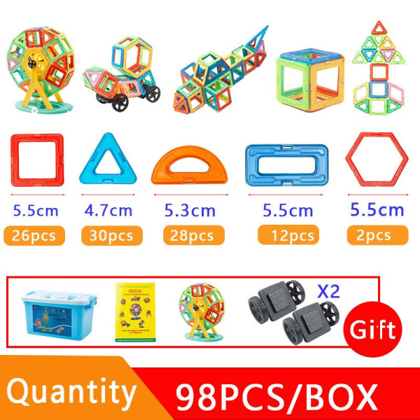 Дитячий магнітний конструктор 3D Magical Magnet 98 елементів для навчання та гри