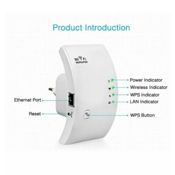 Репитер Wi-Fi с максимальной скоростью 300 Мбит/с для расширения зоны покрытия сети от сети 220 В