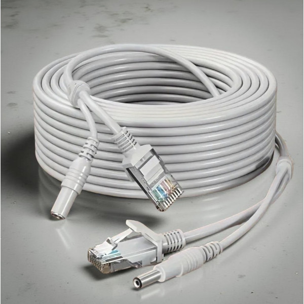 Сетевой и силовой кабель RJ45 DC 20 м медный для компьютерных сетей и камер