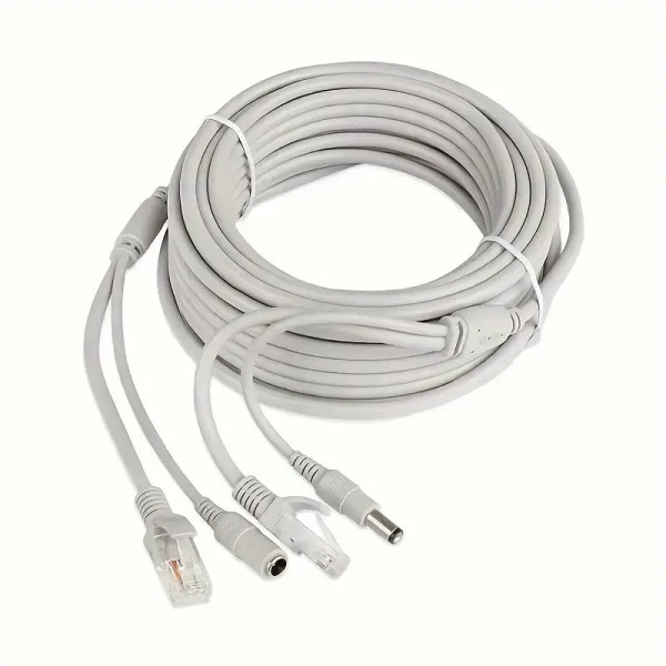 Сетевой и силовой кабель RJ45 DC 20 м медный для компьютерных сетей и камер