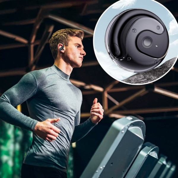 Беспроводные спортивные наушники MDR OWS T2 Bluetooth с микрофоном и зарядным футляром черные