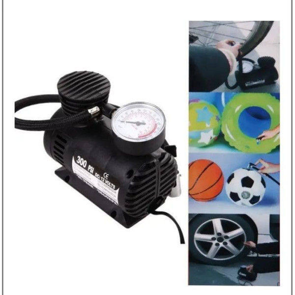 Портативный автокомпрессор SCK619 Air Pump 12 В со стрелочным манометром и фонарём