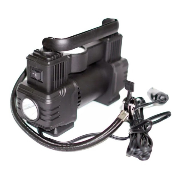 Портативный автокомпрессор SCK619 Air Pump 12 В со стрелочным манометром и фонарём