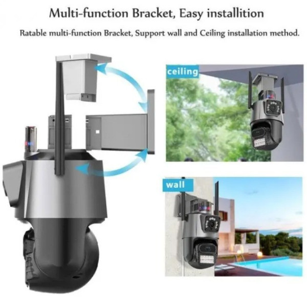 Уличная WiFi IP видеокамера Dual Lens с микрофоном, динамиком и LED-подсветкой 6MP