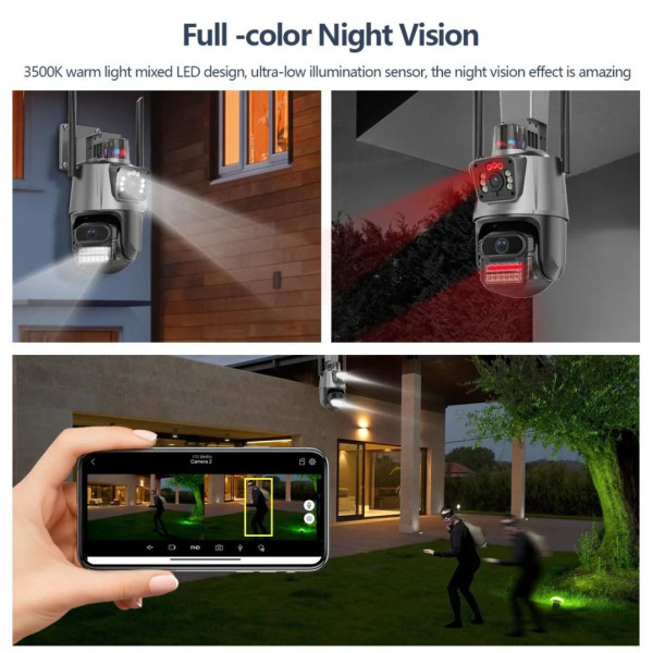 Уличная WiFi IP видеокамера Dual Lens с микрофоном, динамиком и LED-подсветкой 6MP
