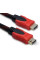 Кабель HDMI с усилением 15 м с золотыми разъемами черно-красного цвета