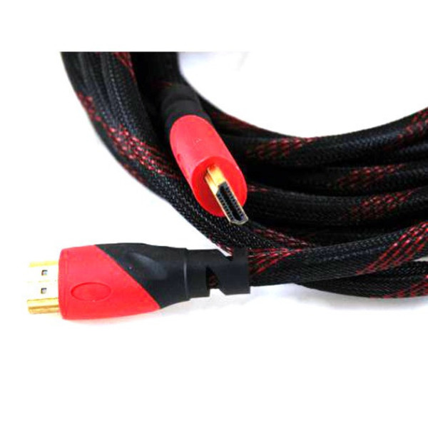 Кабель HDMI с усилением 15 м с золотыми разъемами черно-красного цвета