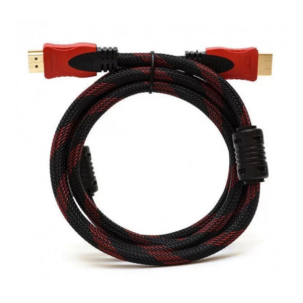 Кабель HDMI с усилением 15 м с золотыми разъемами черно-красного цвета