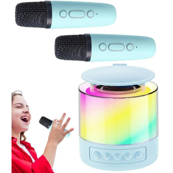 Бездротова колонка K19 з функцією караоке, підсвіткою й мікрофонами black