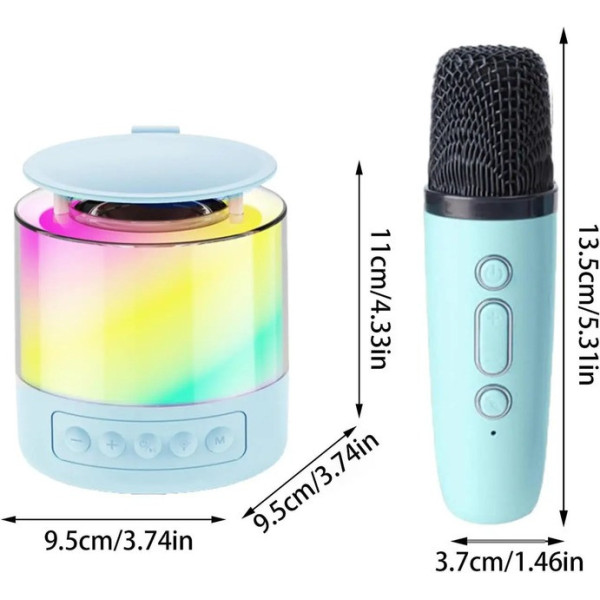 Бездротова колонка K19 з функцією караоке, підсвіткою й мікрофонами black