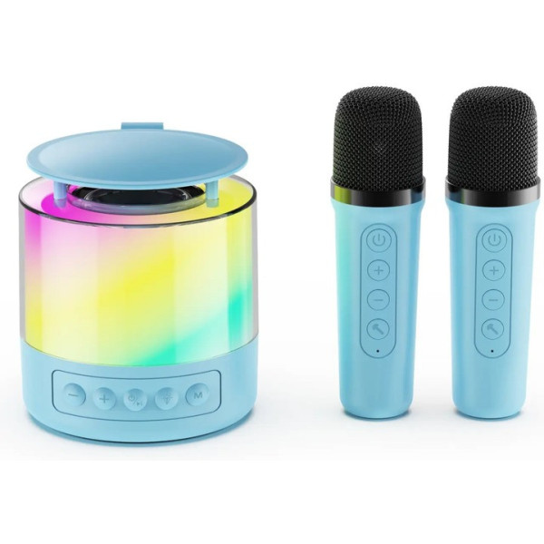 Бездротова колонка K19 з функцією караоке, підсвіткою й мікрофонами black