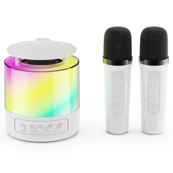 Бездротова колонка K19 з функцією караоке, підсвіткою й мікрофонами black