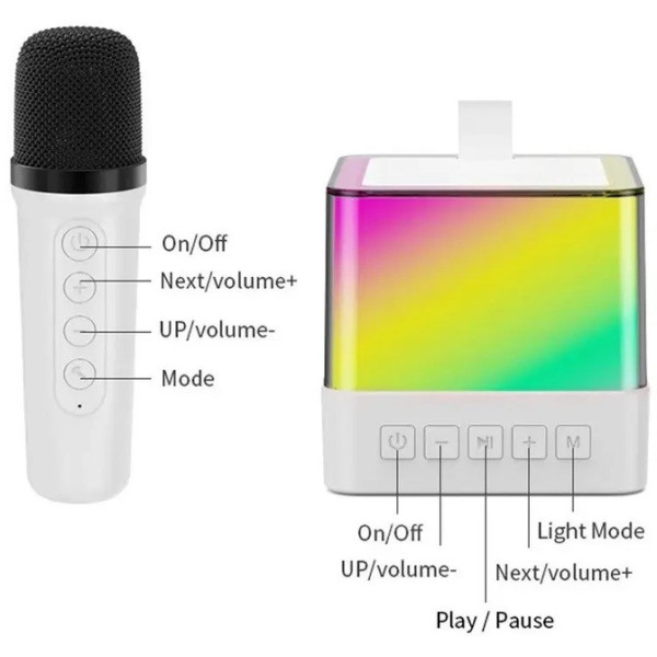 Колонка Bluetooth K18 з LED-підсвіткою та мікрофонами для караоке black