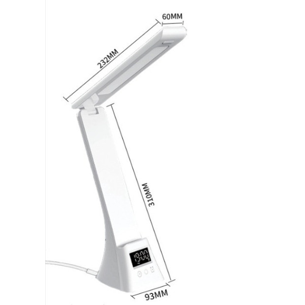 Лампа TYV-2088 настільна LED з цифровим годинником і зарядкою Qi біла