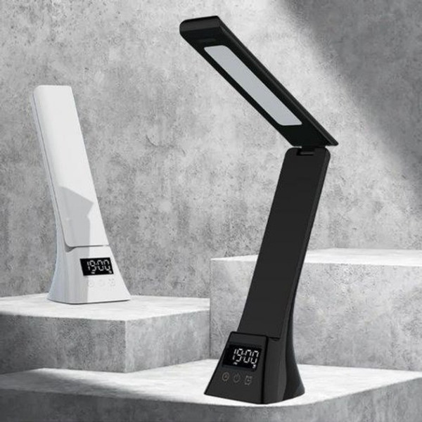 Лампа TYV-2088 настільна LED з цифровим годинником і зарядкою Qi біла