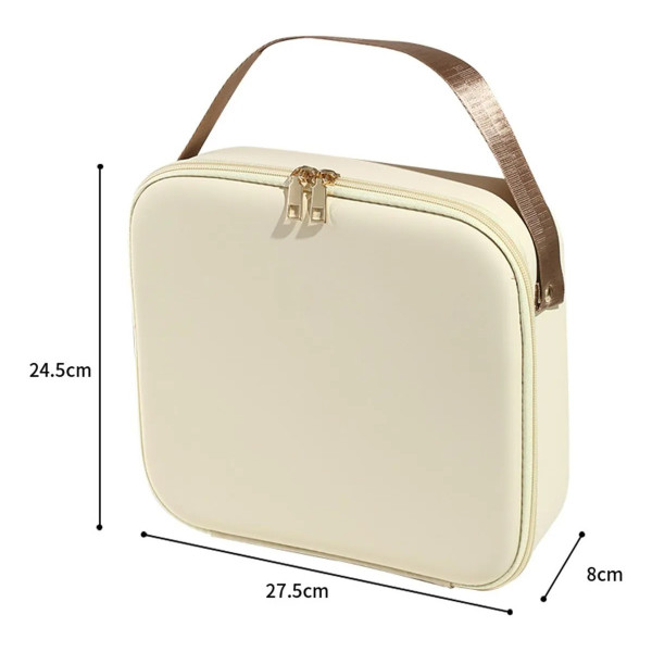 Органайзер для макіяжу з дзеркалом і LED-світлом дорожній бежевий