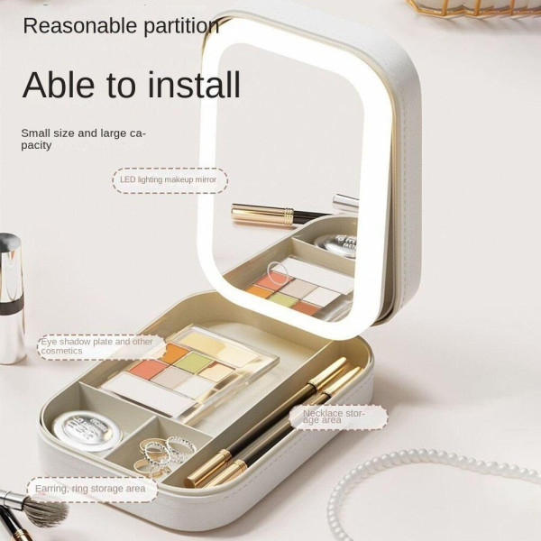 Багатофункційний органайзер для макіяжу зі світловим дзеркалом LED