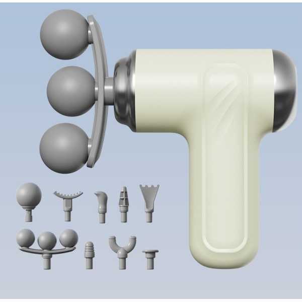 Масажний пістолет Fascial Gun LM-130 для розслаблення м'язів із 9 насадками