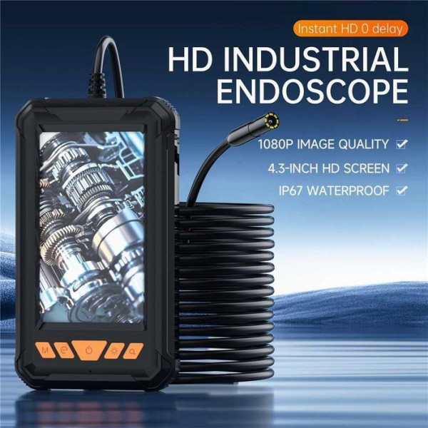 Гибкий видеоэндоскоп P380 с LED подсветкой, экраном Full HD 1080P, длина 5 м, диаметр 8 мм, черный