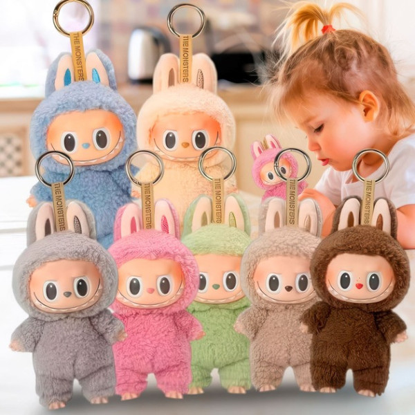 Коллекционная мягкая фигурка Labubu Macarons с виниловым лицом, 17 см