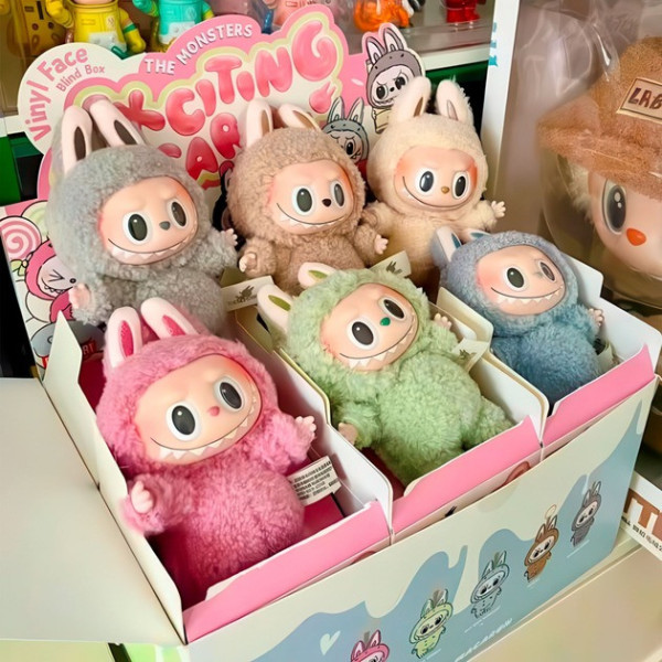 Коллекционная мягкая фигурка Labubu Macarons с виниловым лицом, 17 см