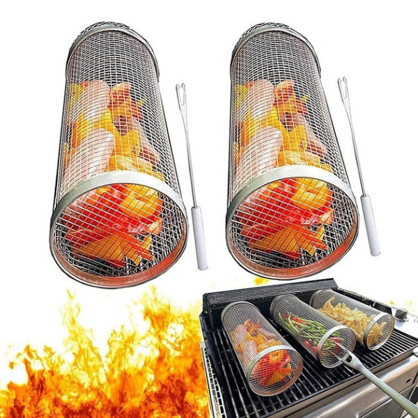 Барбекю кошика з неіржавкої сталі обертовий 360° циліндричний