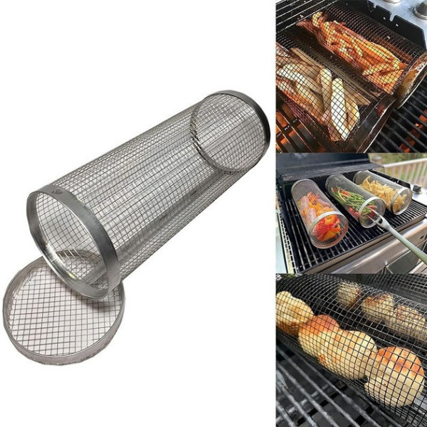 Барбекю кошика з неіржавкої сталі обертовий 360° циліндричний