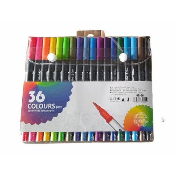 Двосторонні маркери Alexvyan 36 шт кистьовий і тонкий наконечник