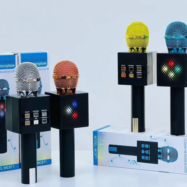 Микрофон для караоке MC-871 с динамиком и Bluetooth шумоподавлением, ручной беспроводной