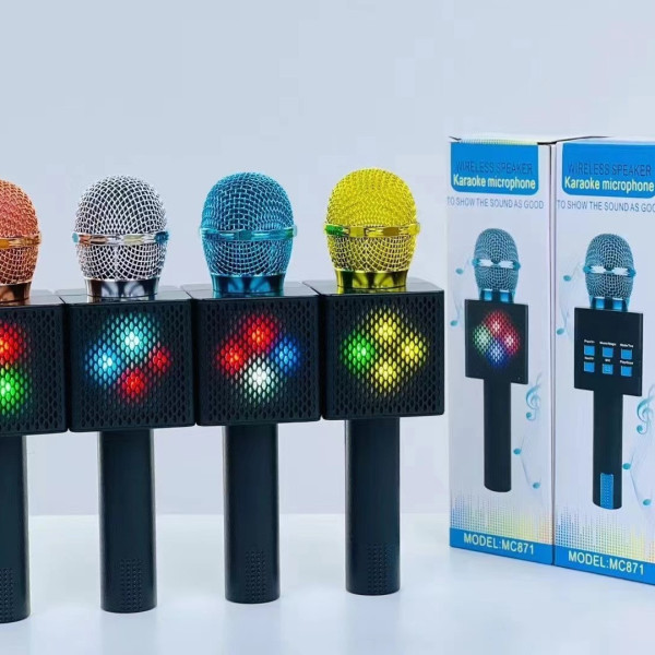 Микрофон для караоке MC-871 с динамиком и Bluetooth шумоподавлением, ручной беспроводной