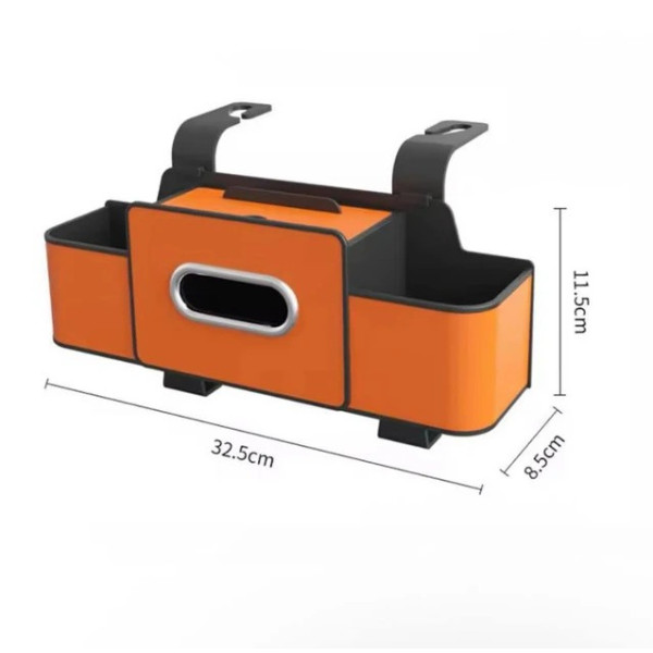 Автоорганайзер DriveTidy на підголівник із тримачами та відсіком для серветок жовтогарячий