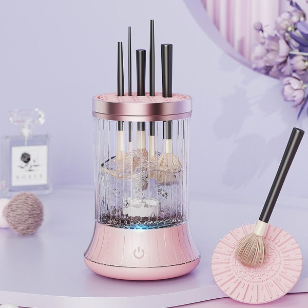 Щітка для макіяжних пензлів Rayhomer із сенсорним керуванням USB рожева