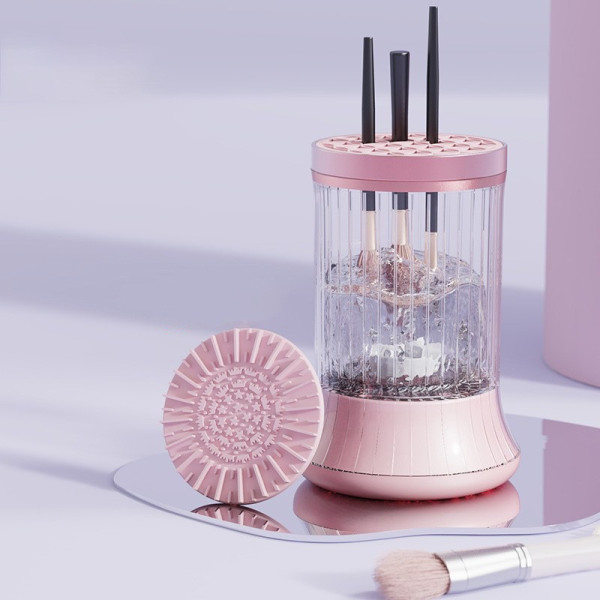 Щітка для макіяжних пензлів Rayhomer із сенсорним керуванням USB рожева