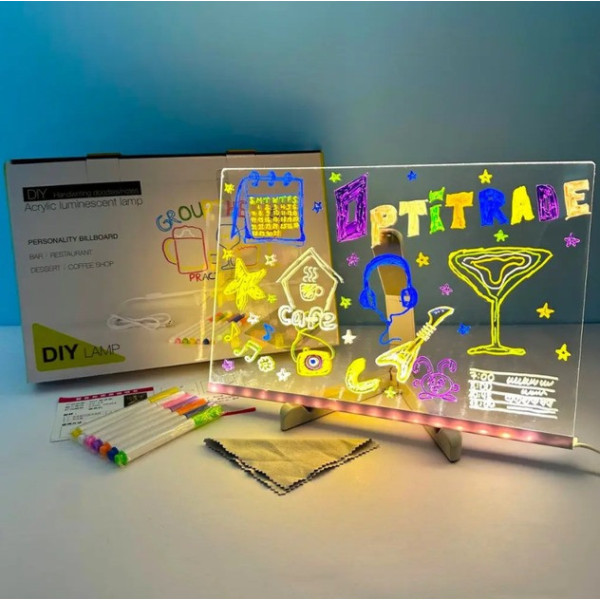 Дошка для малювання та нотаток ST-805 з USB-підсвіткою 150х150 мм