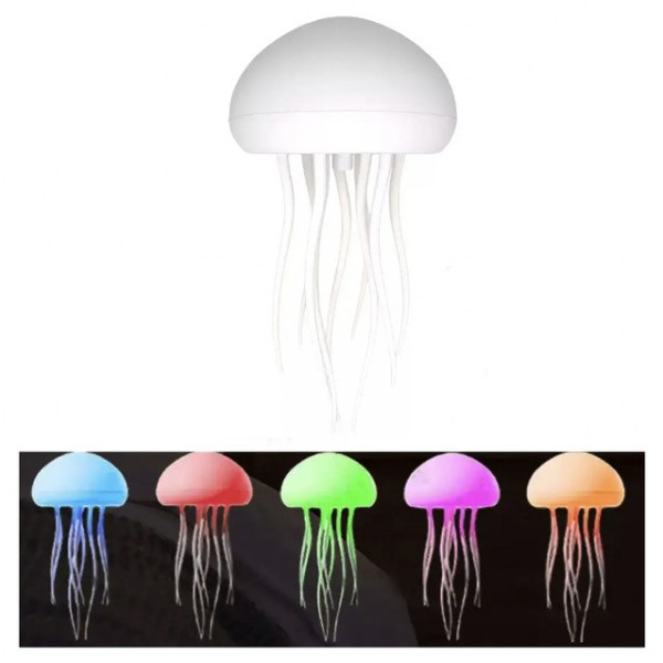 Ночник светильник Медуза с RGB подсветкой и подвижными щупальцами LED