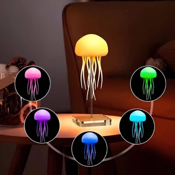 Ночник светильник Медуза с RGB подсветкой и подвижными щупальцами LED