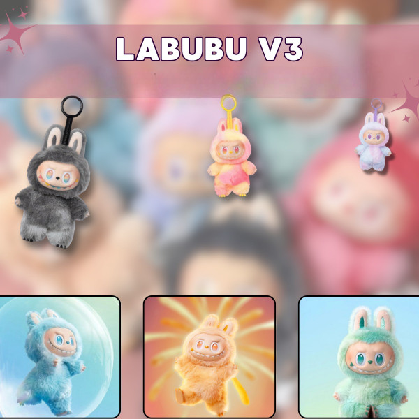 Мягкая коллекционная игрушка Labubu v3 The Monsters высотой 12 см из плюша