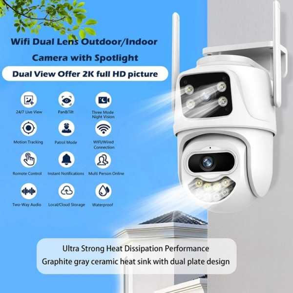 Уличная Wi-Fi камера наблюдения ICSEE 8MP PTZ с поворотом, ночным видением и датчиком движения