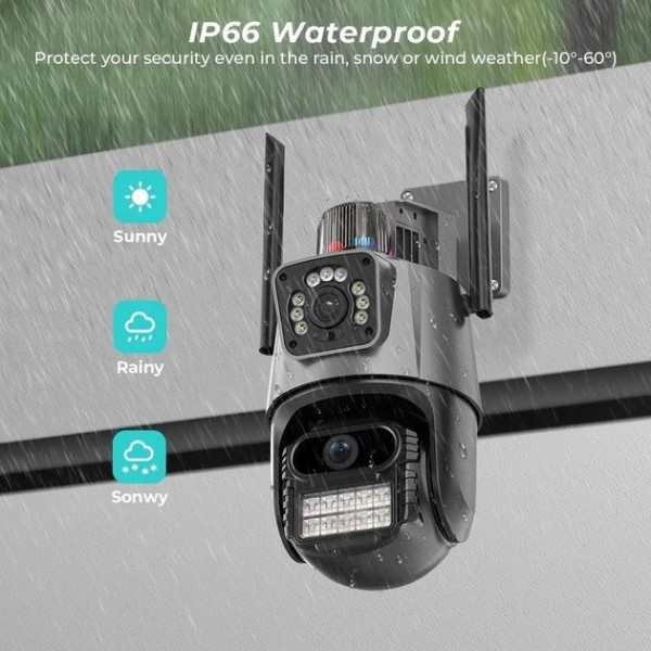 Уличная IP-камера Icsee XM77 с Wi-Fi и тремя объективами 12 МП для круглосуточного видеонаблюдения