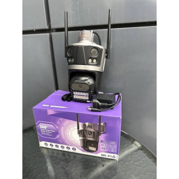Уличная IP-камера Icsee XM77 с Wi-Fi и тремя объективами 12 МП для круглосуточного видеонаблюдения