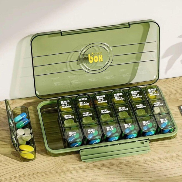 Диспенсер для медикаментів AND MSK-3516 з 21 коміркою для щоденного контролю приймання