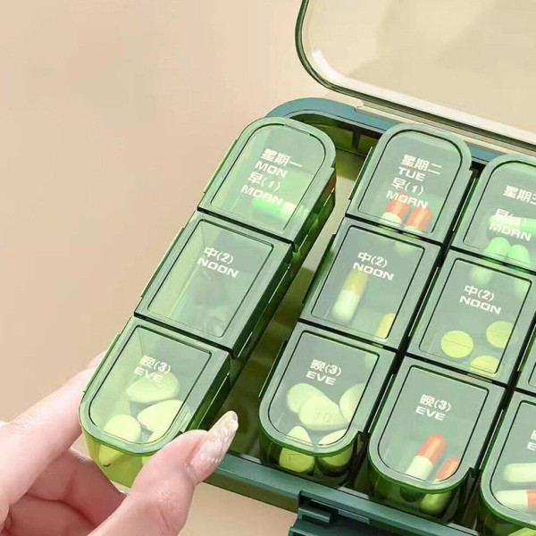 Диспенсер для медикаментів AND MSK-3516 з 21 коміркою для щоденного контролю приймання