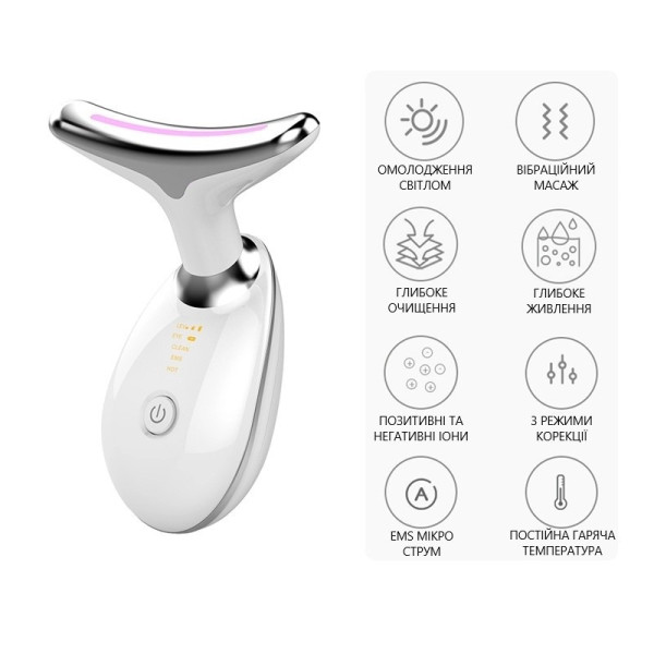 Пристрій для догляду за шкірою AND XL-858 ES-1081 масажер для шиї та обличчя з мікрострумами