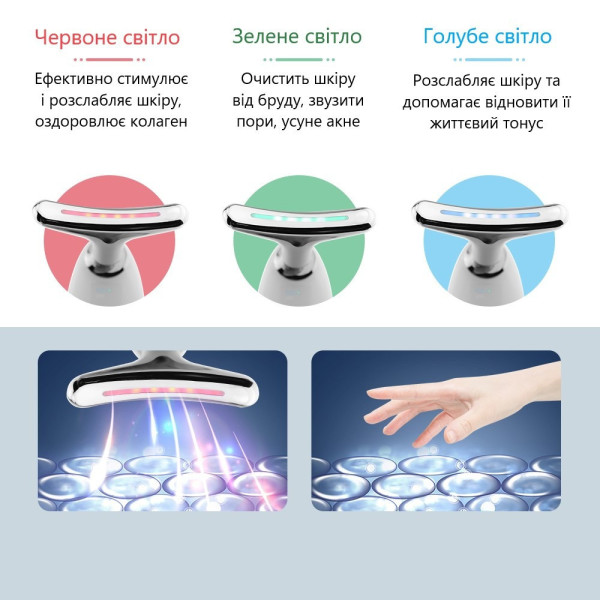 Пристрій для догляду за шкірою AND XL-858 ES-1081 масажер для шиї та обличчя з мікрострумами